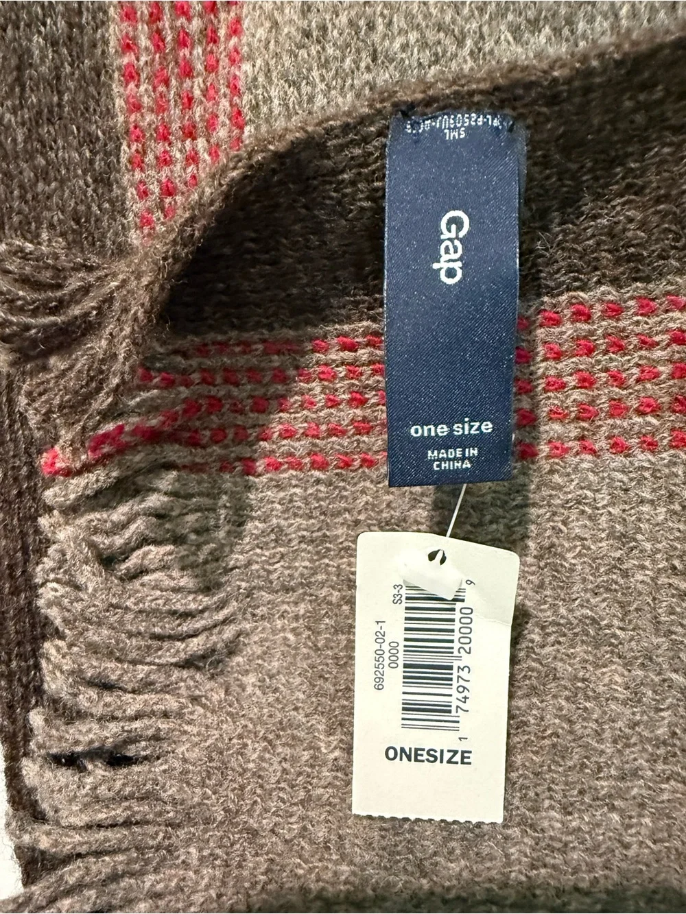 Vintage gap Striped lambs Wool Scarf in brown and red NWT
